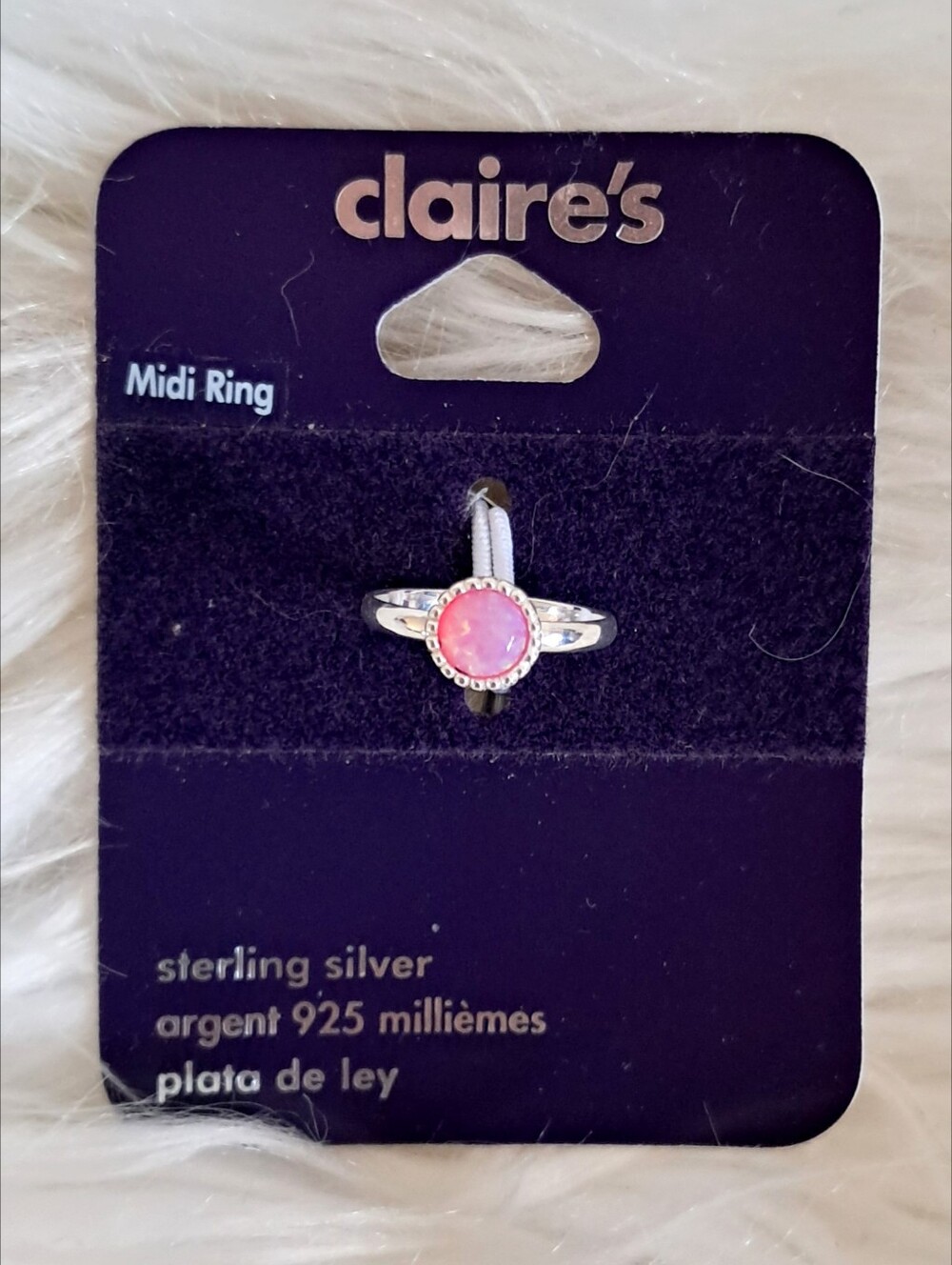 Sterling Silver Pink Opal Midi Ring